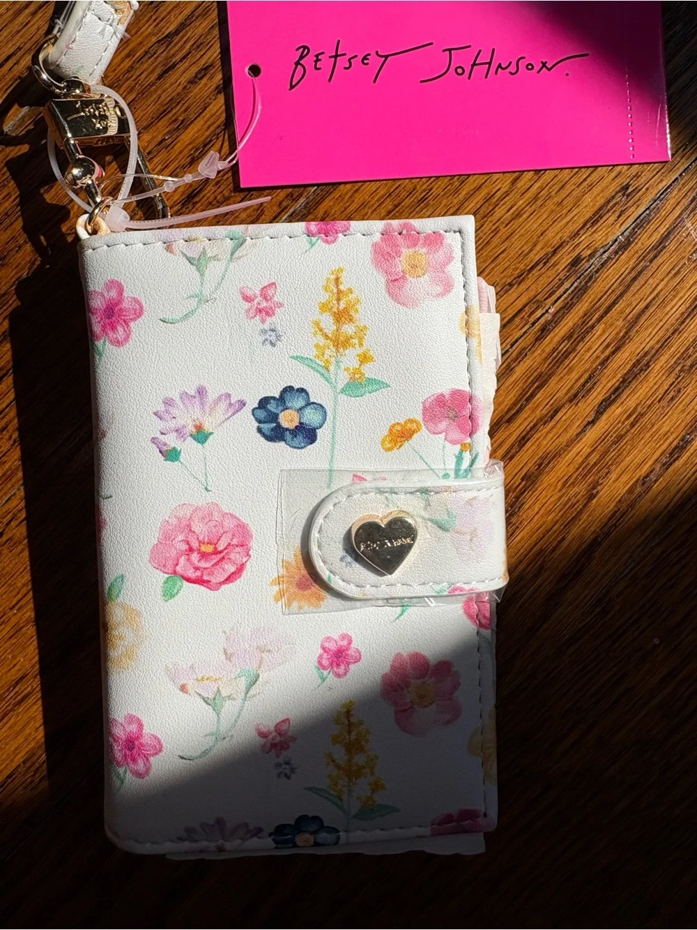 Betsey Johnson Floral Wallet in White with Pink & Yellow Flowers